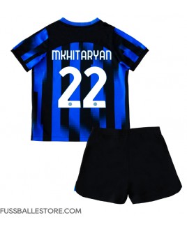 Günstige Inter Milan Henrikh Mkhitaryan #22 Heimtrikotsatz Kinder 2023-24 Kurzarm (+ Kurze Hosen)